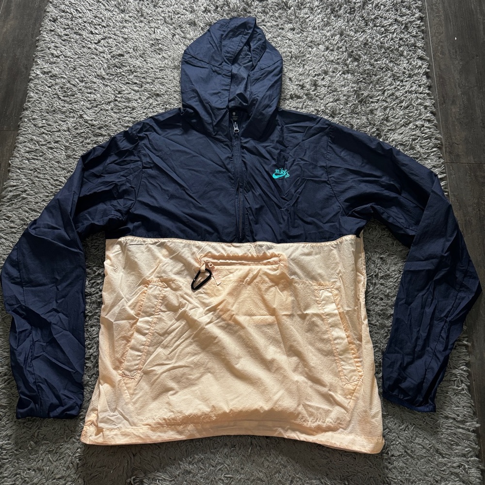 Nike SB Windbreaker Jacket Mens Medium Blue Pink Pullover Long Sleeve Logo